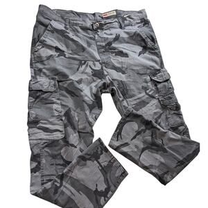 Wrangler Cargo Pants Men Size 40x32 Gray Camouflage Regular Taper Stretch Cotton